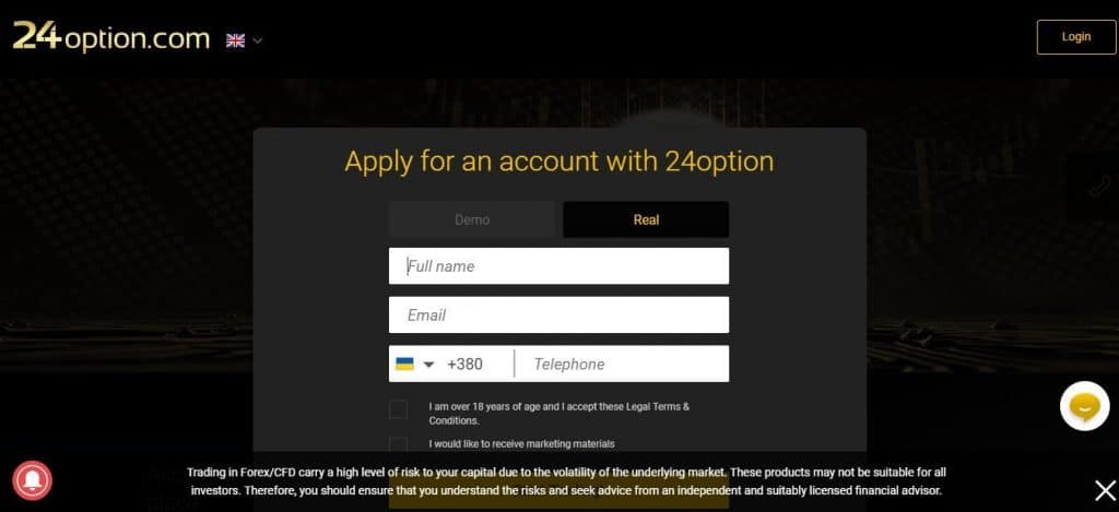 24Option Broker account