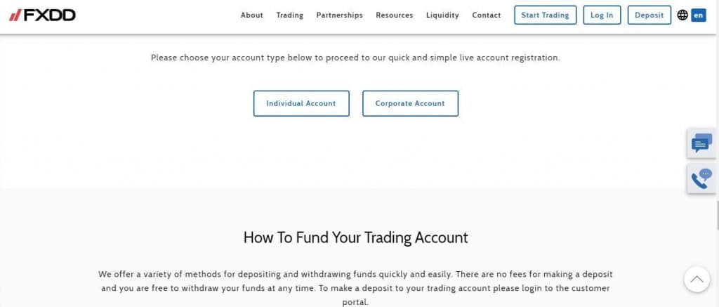 FXDD Forex Broker trading account