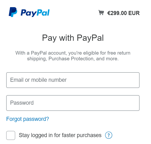 Purchasing allows only via PayPal