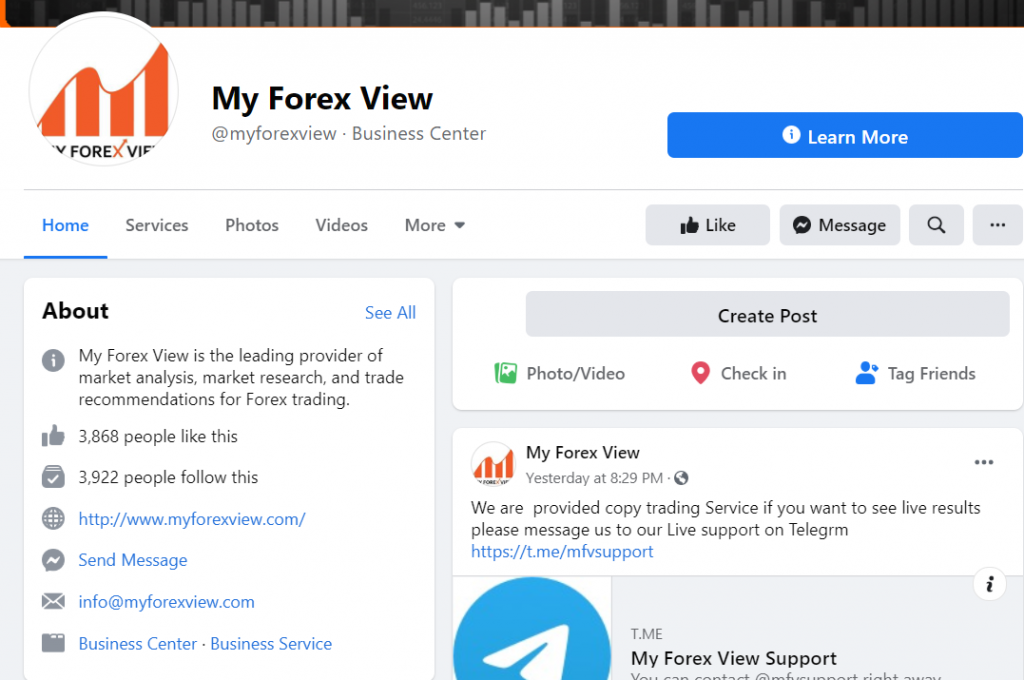 My Forex View Social Network pages