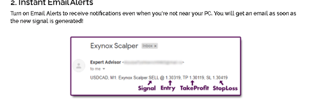 Exynox Scalper email alerts