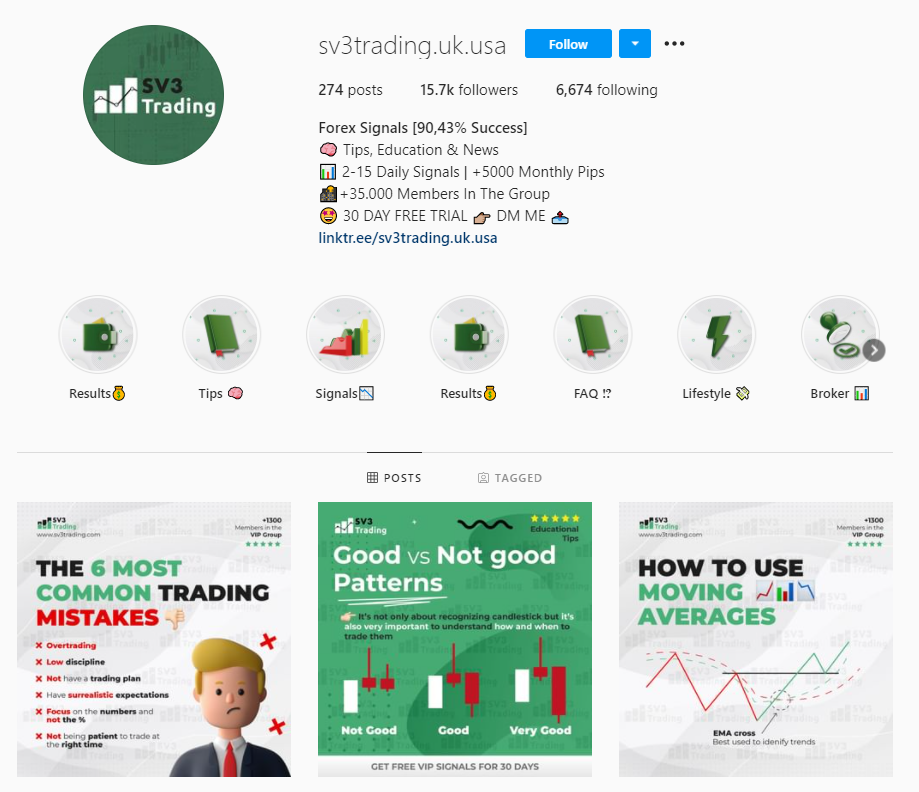 SV3 Trading Instagram account