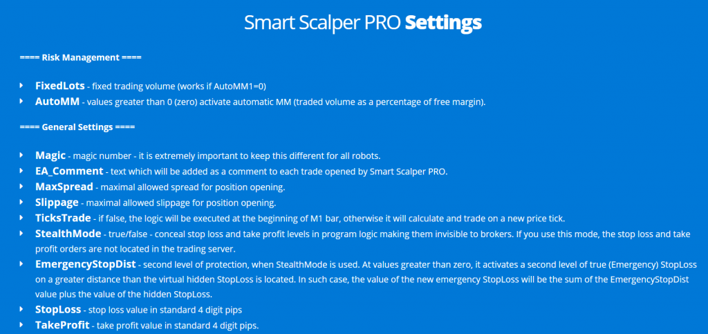 Smart Scalper Pro settings