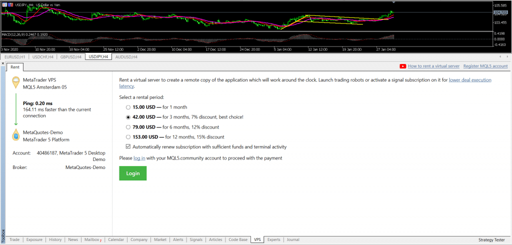 Using the VPS in MT5