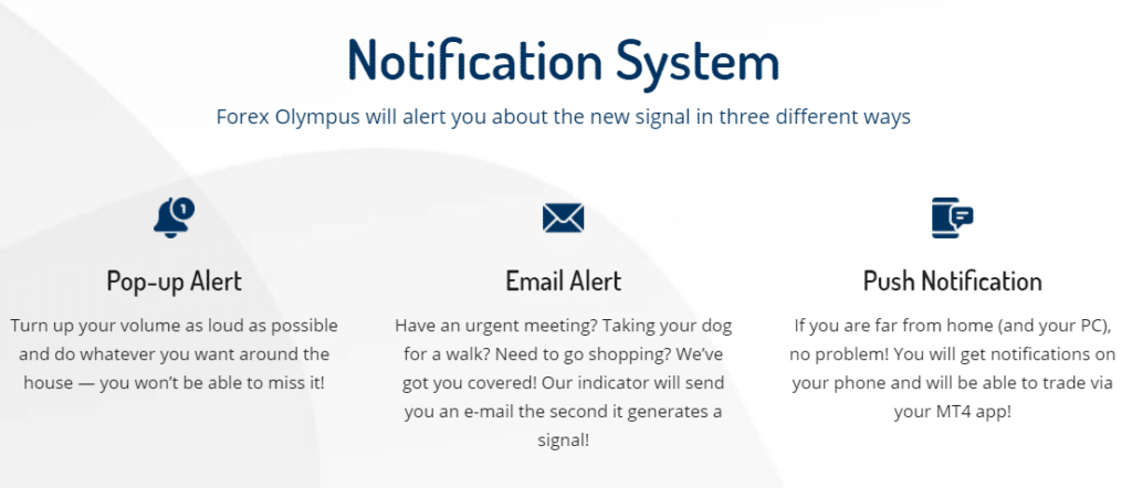 Forex Olympus notification system