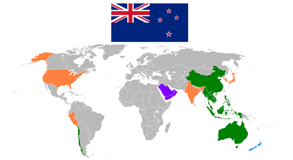 The world map with highlighted countries-trade partners.