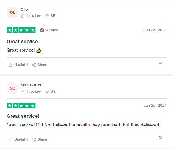 Ohlsen Trading testimonials on Trustpilot.