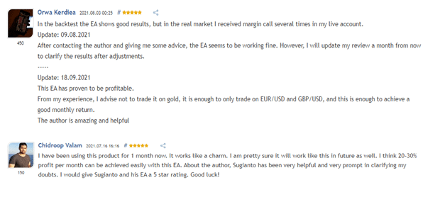 Reviews from customers.