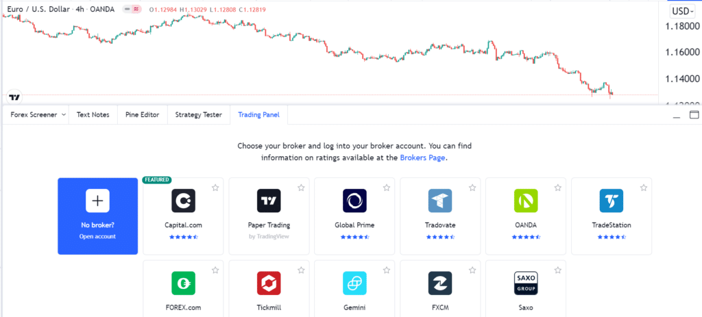 Brokers in TradingView