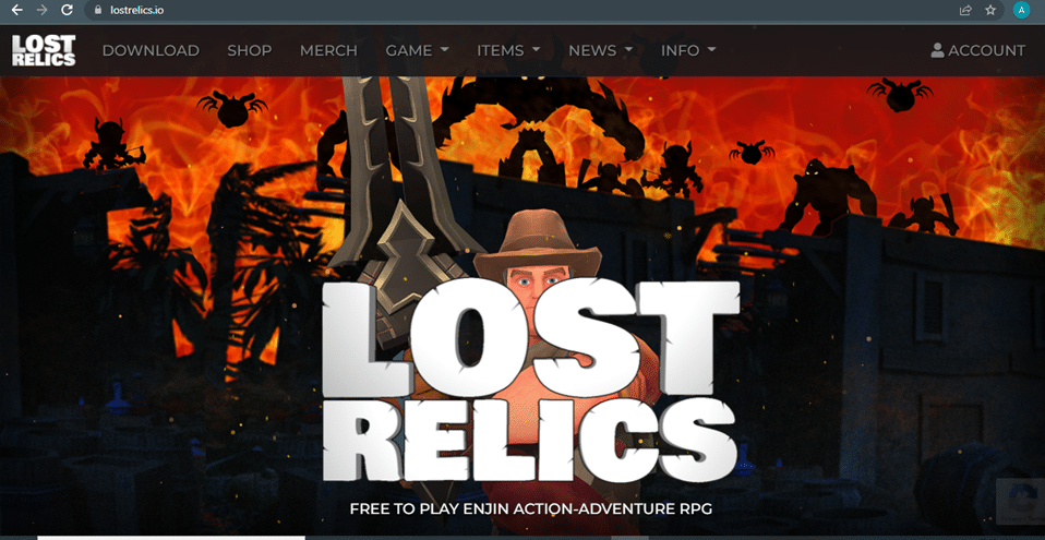 The Lost Relics start page