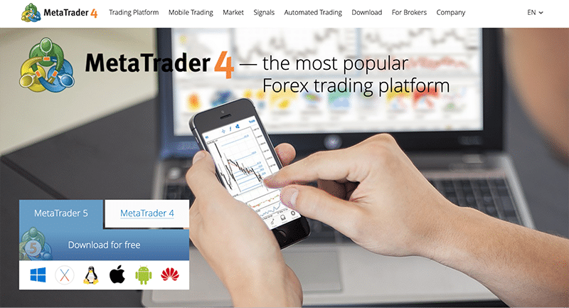 MetaTrader 4’s homepage