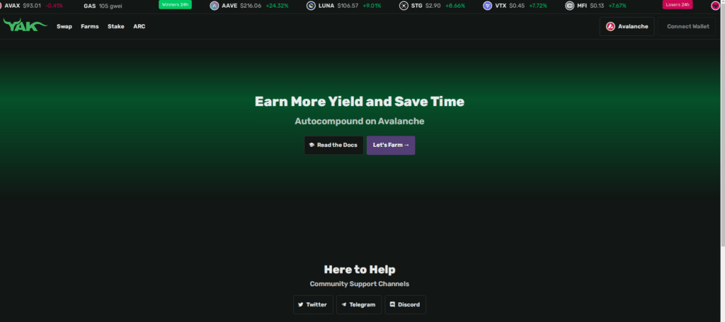 The Yield Yak project start page
