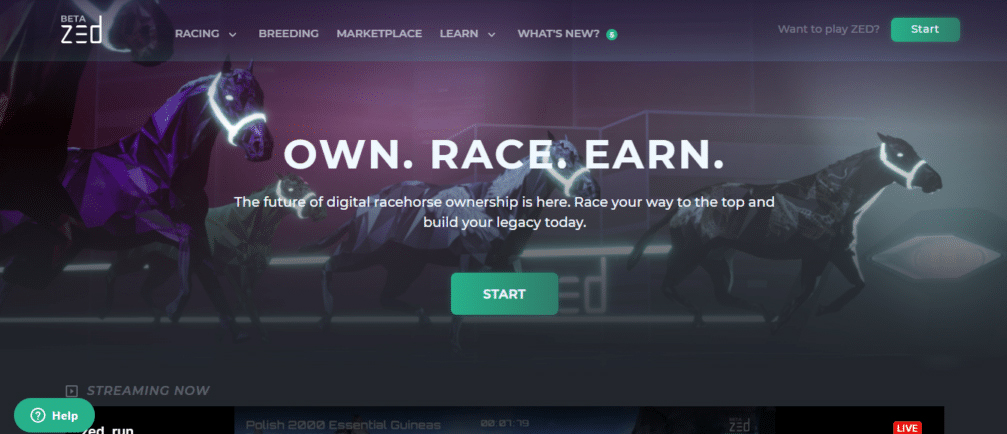 The Zed Run landing page