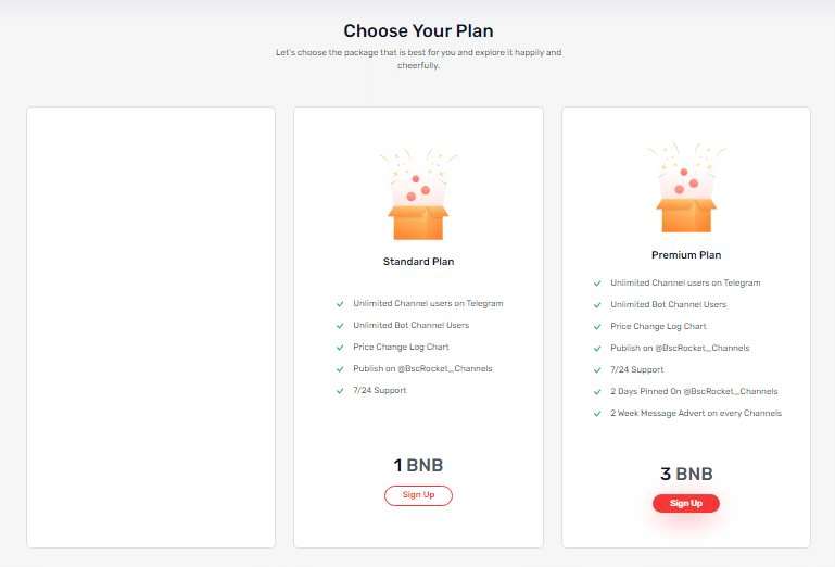 Pricing Plans of Bsc Rocket.