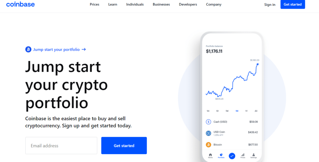 Coinbase home page