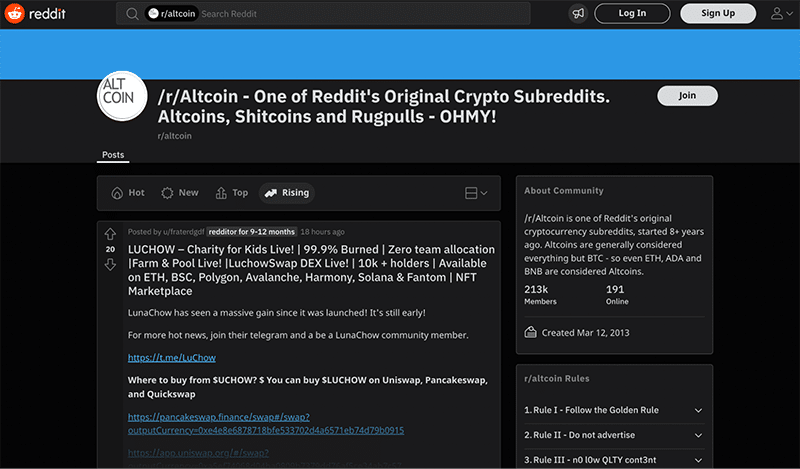 r/altcoin’s homepage on Reddit