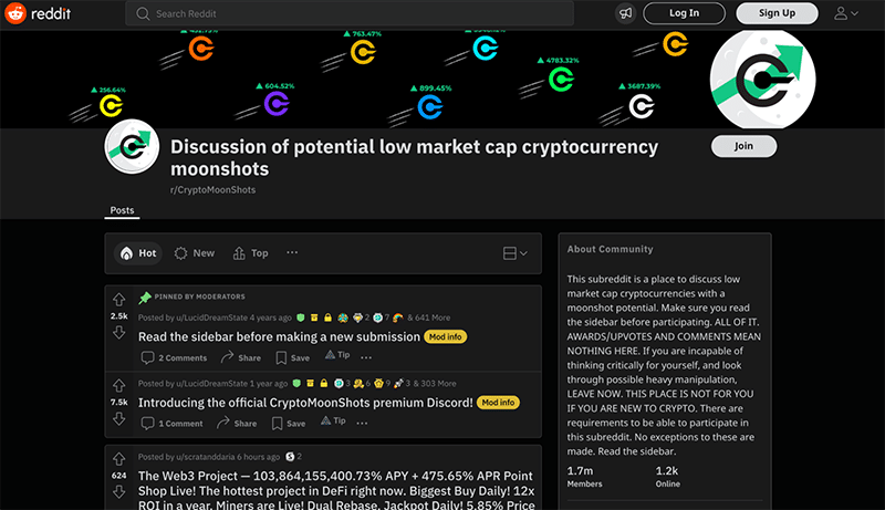 r/CryptoMoonShots’ homepage on Reddit